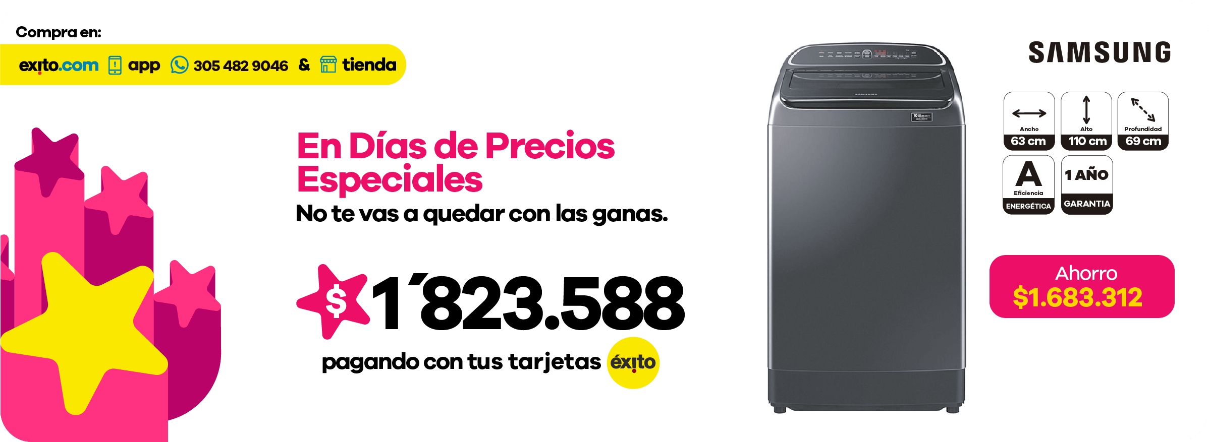 Imagen Lavadora carga superior 19 Kg. marca Samsung