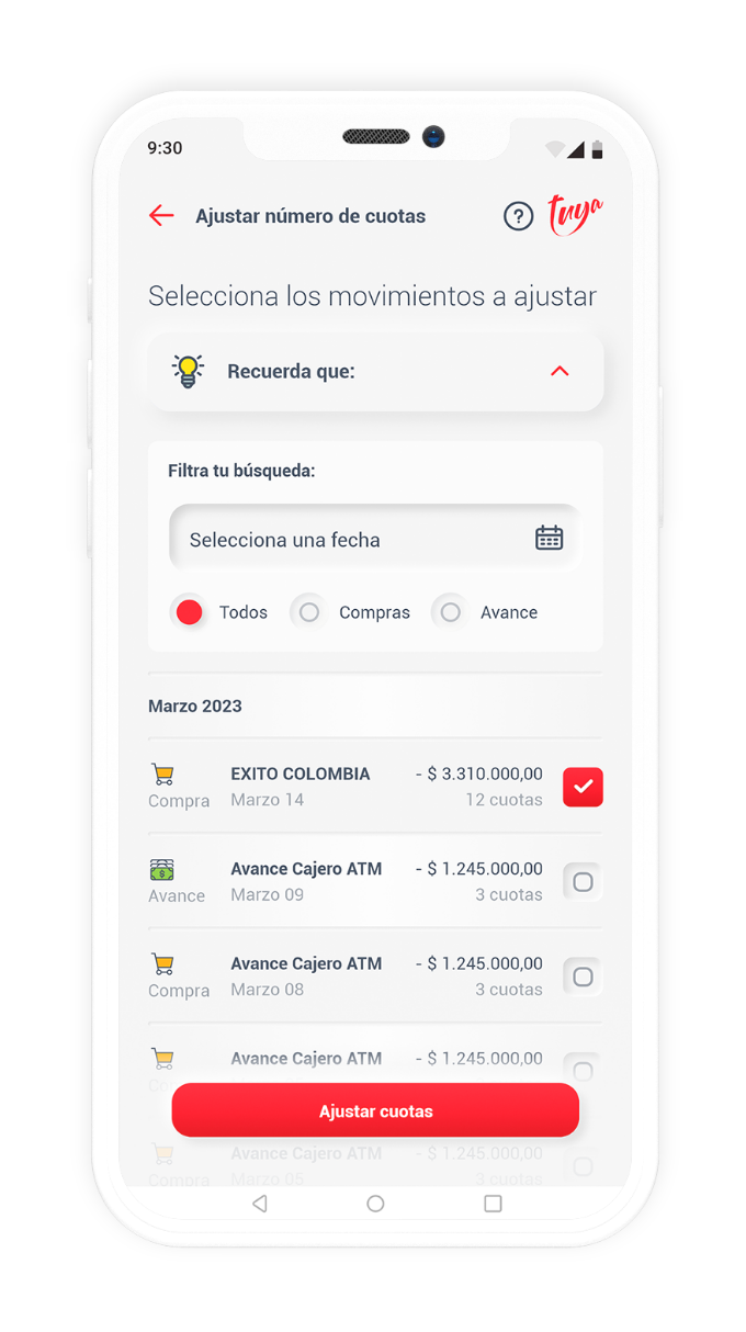 Pantallazo de la funcionalidad en la App Tuya