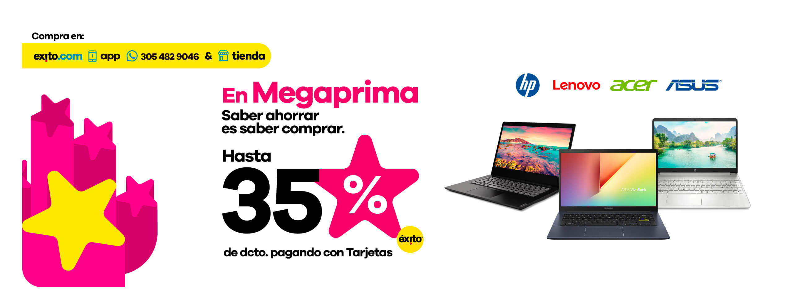 Imagen megaprima portatiles de la marcas HP, Lenovo, Acer
y Asus