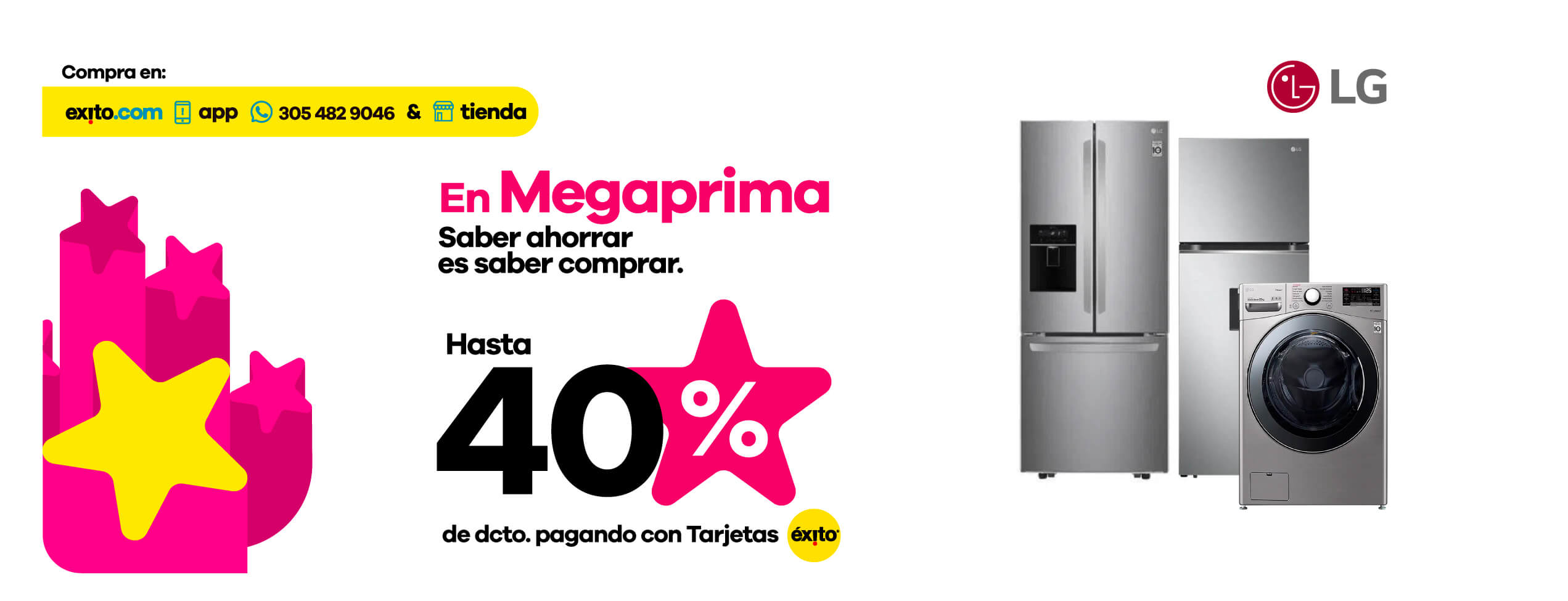 Imagen megaprima En neveras y lavadoras de la marca LG