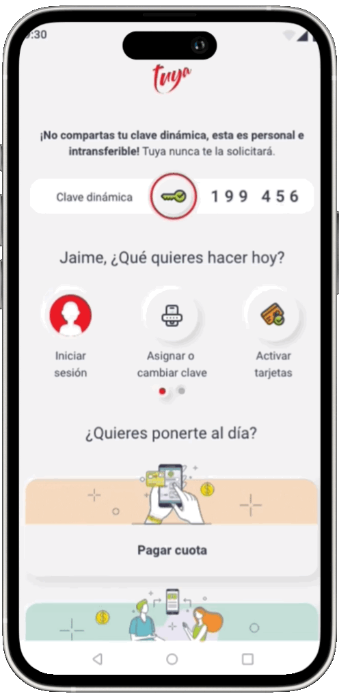 Gif del funcionamiento de la App Tuya