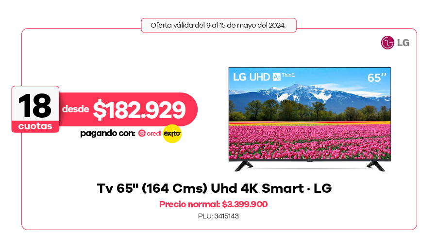 Oferta - TV 65 (164 cms) Uhd 4K Smart - LG