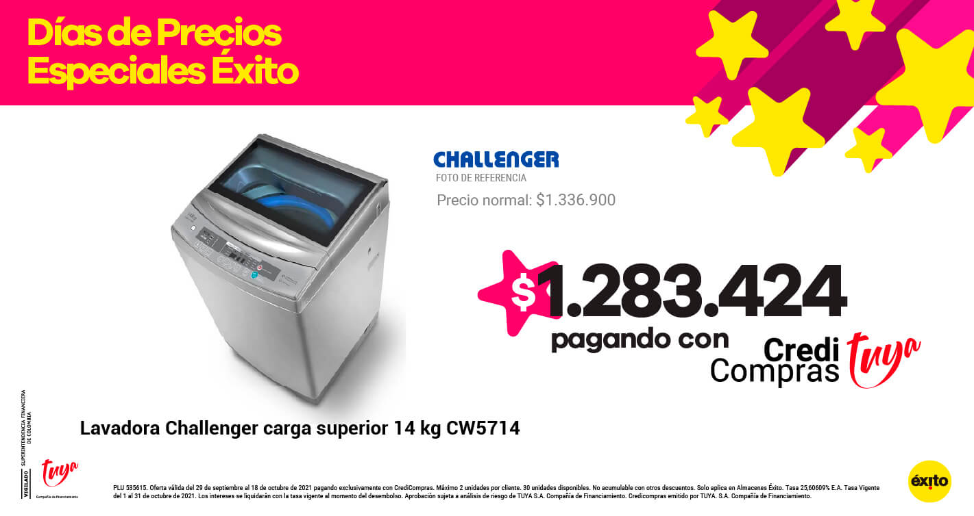 Promoción Lavadora Challenger