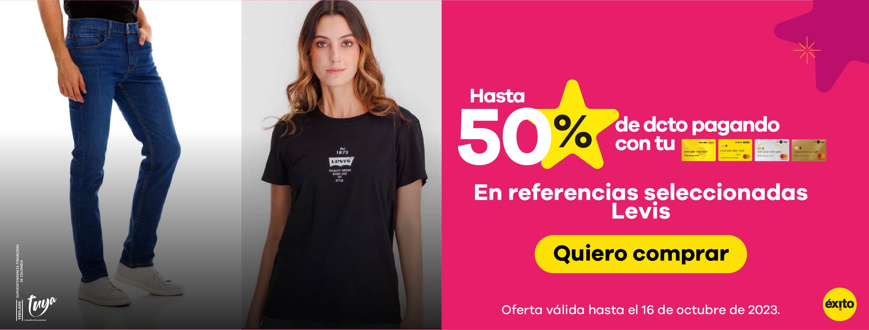 Hasta 50% de dcto. en referencias seleccionadas de Levi's.