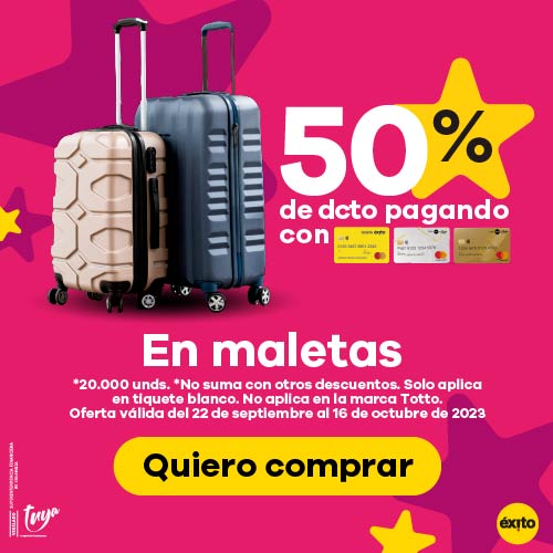 50% de descuento en maletas*