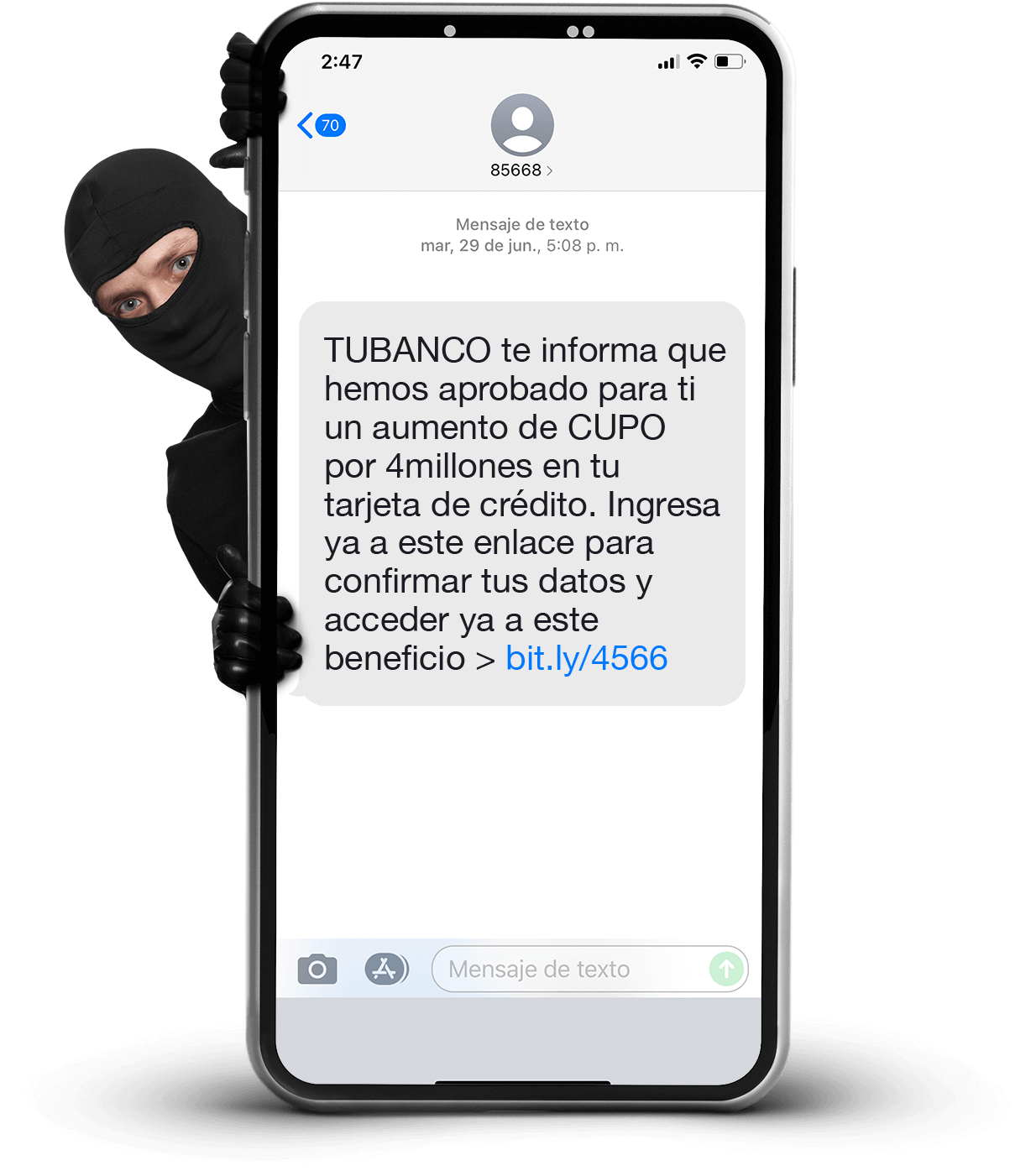 Imagen Estafa SMS