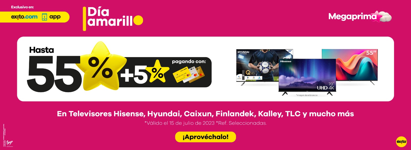 Oferta #5 - 55% en Televisores Hisense, Hyundai, Caixun, Finlandek, Kalley, TLC y mucho más