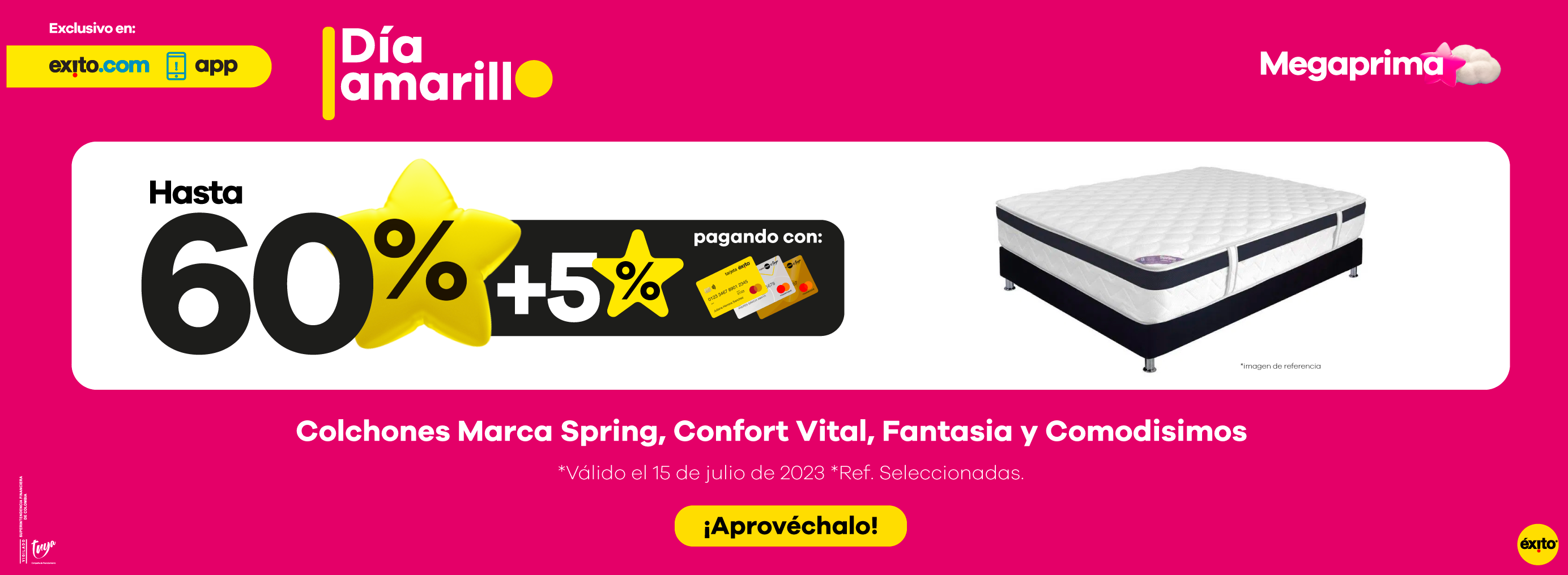 Oferta #10 - Hasta 65% en colchones marca spring, confort vital, fantasia y comodísimos